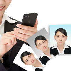 就職の証明写真提出用データ。データは標準でお渡し 。スマホへ送信。