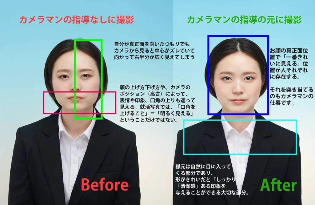 【カメラマンの腕次第で就活証明写真の印象はこんなに変わる
